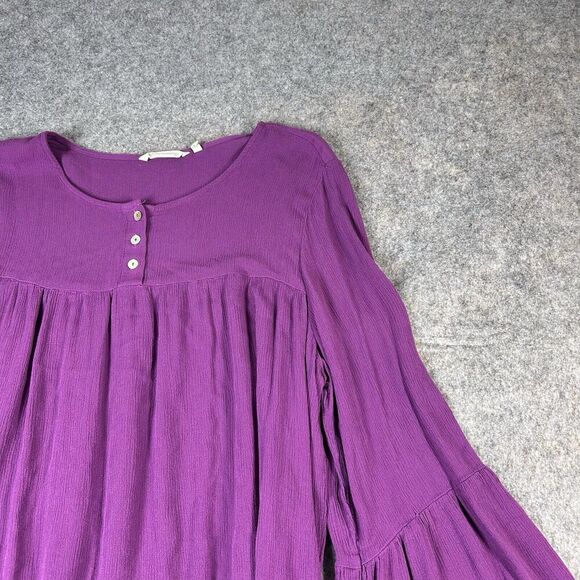 Soft Surroundings Tunic Top Womens 1X Bell Sleeve Tiered Flowy Purple Blouse - Picture 4 of 8